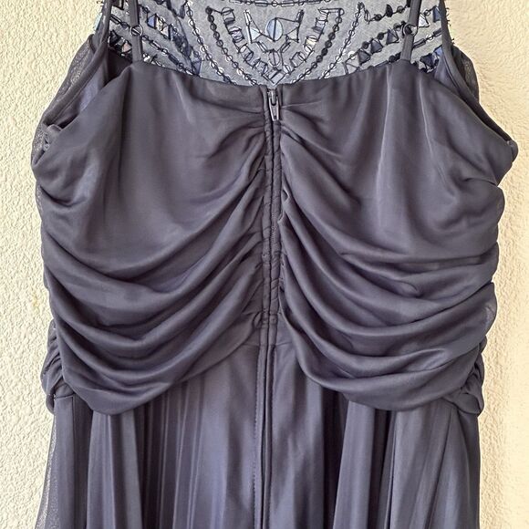 B. Darlin Formal Navy Blue Prom Dress Rhinestone Halter Evening Gown Size 18/19 - Picture 8 of 14